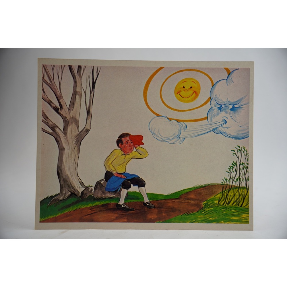 Scott Education The Wind and The Sun Art Print Poster 1971 Vintage